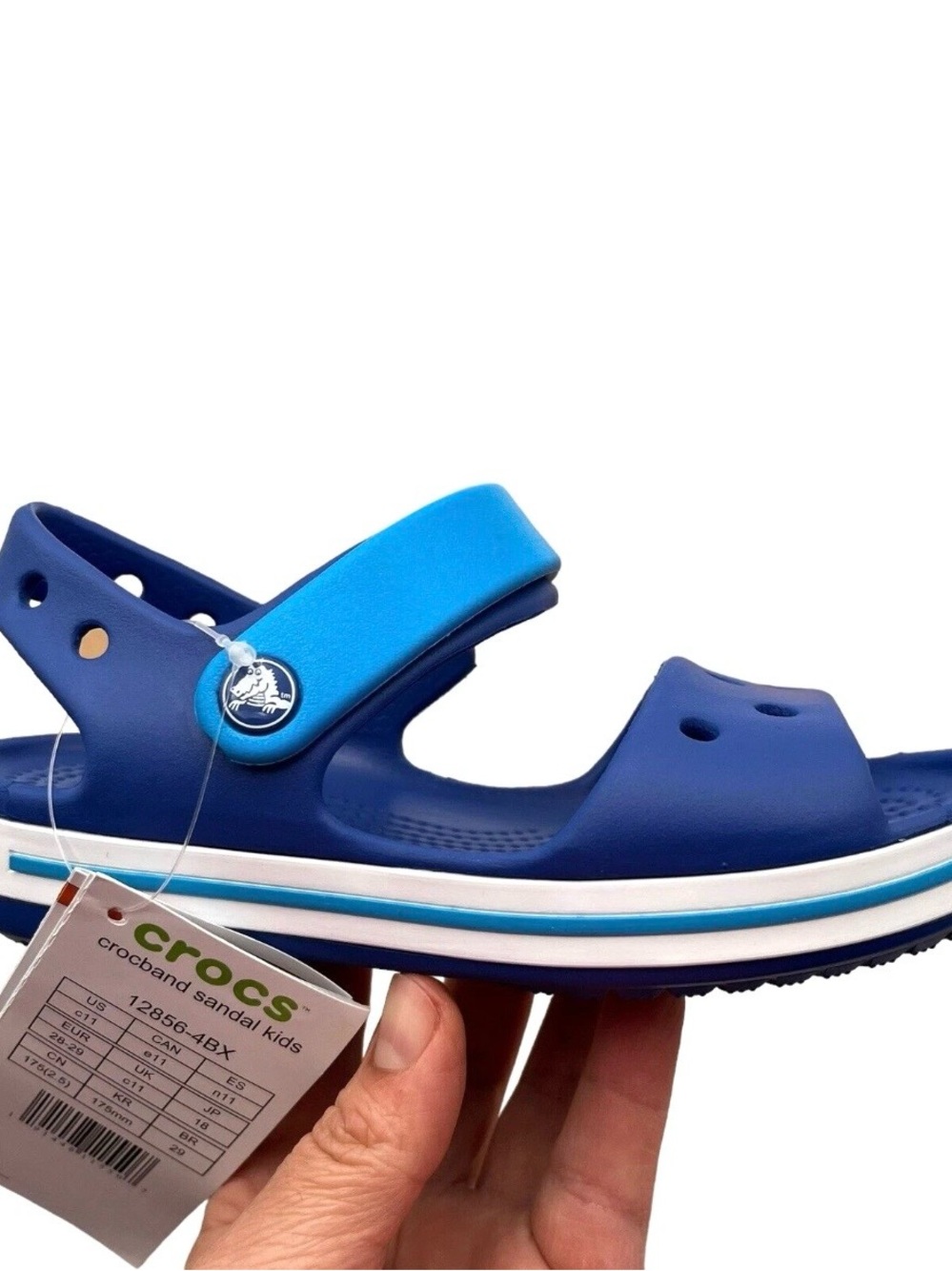 CROCS Kids Crocband Sandals Toddler Girl Boy Shoes Blue Velcro Sz 9C Unisex
